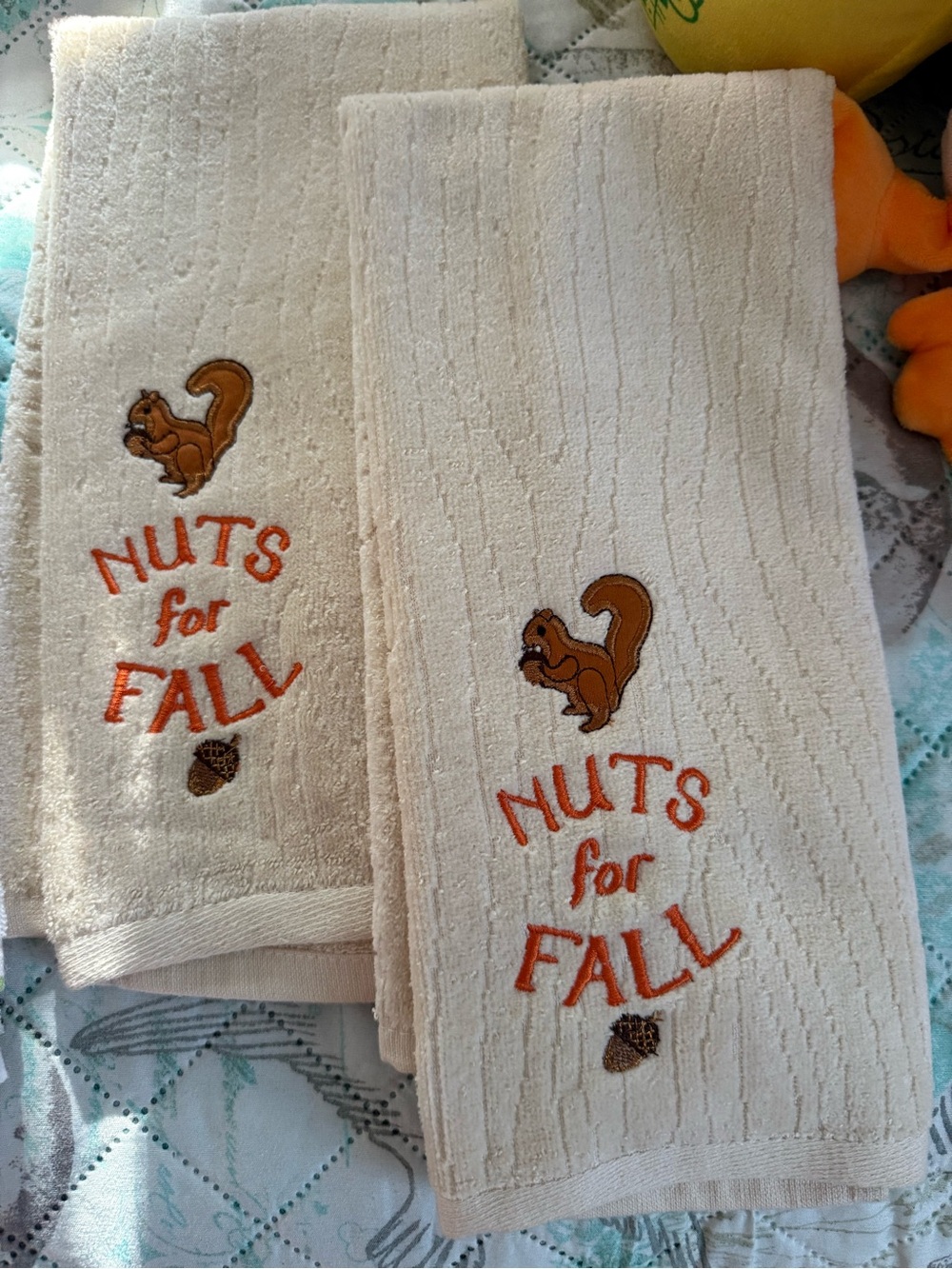 New Autumn Kitchen Towels - Pumpkin & Squirrel Print